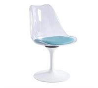 Silla giratoria de tulipán con asiento acolchado de piel sintética, diseño ergonómico de respaldo transparente, silla voladiza sin brazos para cocina