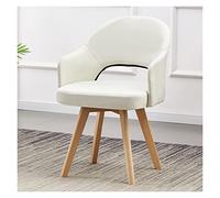 Silla giratoria moderna de mediados de siglo con patas de madera, sillón de tela para el hogar, oficina, estudio o sala de reuniones, silla de escritorio pequeña (blanco)