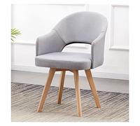 Silla giratoria moderna de mediados de siglo para escritorio con patas de madera, sillón sin ruedas, silla cómoda acolchada de tela para el hogar, oficina, estudio, sala de reuniones, silla de