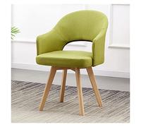 Silla giratoria moderna de mediados de siglo para oficina y comedor, silla tapizada verde con asiento acolchado y patas de madera de haya maciza, sin ruedas, muebles elegantes para sala de estar