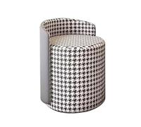 Silla giratoria moderna Vani - Taburete tapizado de maquillaje con rotación de 360° - Silla lateral Slish para dormitorio y sala de estar - Diseño Houtooth