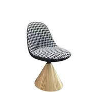 Silla giratoria para tocador, sillón moderno con asiento acolchado, giratorio de 360 grados, para dormitorio, sala de estar, espacios pequeños, adultos (tela blanca y negra, base de color registro)