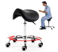 Silla giratoria Silla de montar giratoria profesional for odontología, taburete rodante de salón ajustable de 18 7/8 "-23 5/8", silla elevadora de silla de montar resistente for belleza/oficina(Black)