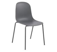 CLP Silla Hardin apilable para Exteriores o Interiores I Butaca de Comedor sin reposabrazos con Base Metalica de 4 Patas, Color:Gris Oscuro