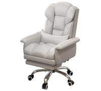 Silla individual de cuero con reposapiés, silla de oficina con almohada lumbar, silla reclinable giratoria con reposabrazos totalmente envueltos y asiento de látex para dormitorio, oficina