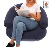 Silla inflable, asiento portátil plegable flocado, silla inflable para sala de estar, dormitorio, playa, piscina, viajes, estadio, película, noche, lectura, piscina