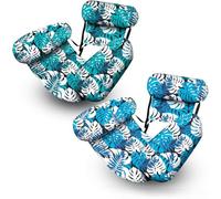 Silla inflable de hoja de palma para adultos, tumbona flotante tropical, flotador de agua de PVC plegable ligero, playa de verano y relajación en la piscina (verde y azul)