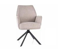 Silla InnHugo con función giratoria de retorno automático, tapizado beige y estructura metálica