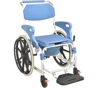 Silla Inodoro con Ruedas, Silla de Ducha con Ruedas, Sillas de Ducha para Ancianos con Pedal Plegable y Cojín de Esponja, Inodoros de Cabecera Móviles para Ancianos, Personas Discapacitadas