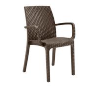 Silla Jardín Indiana Apoyabrazos Sillón Ratán Al Aire Libre Polipropileno Marrón