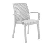 Silla Jardín Indiana Con Brazos Poltrona Rattan Exterior Polipropileno Blanco