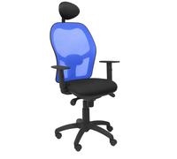 Silla Jorquera malla azul asiento bali negro con cabecero fijo