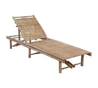 Silla Larga Bambú con Cojín, Respaldo Inclinable 3 Posiciones | Bambú resistente, inclinación ajustable, cojín suave, fácil mantenimiento, relajación al aire libre