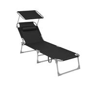 Silla Larga Relajación con Reposacabezas Negro