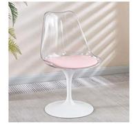 Silla lateral giratoria de tulipán, diseño ergonómico en voladizo con asiento acolchado de piel sintética y respaldo transparente para uso en cocina