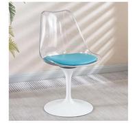 Silla lateral giratoria de tulipán, diseño ergonómico en voladizo con asiento acolchado de piel sintética y respaldo transparente para uso en cocina