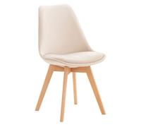 CLP Silla De Comedor Linares En Tela, Pana, Terciopelo o En Polipropileno & Cojín En Simil Cuero con Base De Madera, Color:Beige, Material:Terciopelo