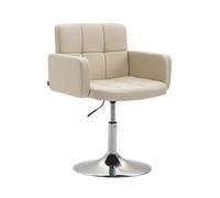 Silla Lounge Los Angeles En Cuero Sintético I Butaca De Salón Giratoria & Regulable en Altura I Taburete Bajo con Reposabrazos I Color:, Color:Crema