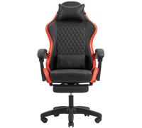 Mars Gaming MGC-X, Silla Gaming Ergonómica, Cuero Sintético, Respaldo Reclinable y Altura Regulable, Reposabrazos Dinámico, Cojín Cervical y Lumbar, Silla de Oficina con Reposapiés Extensible, Rojo