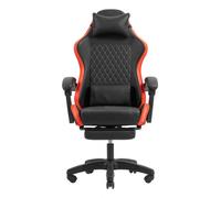 Mars Gaming MGC-X, Silla Gaming Ergonómica, Cuero Sintético, Respaldo Reclinable y Altura Regulable, Reposabrazos Dinámico, Cojín Cervical y Lumbar, Silla de Oficina con Reposapiés Extensible, Rojo