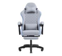 Mars Gaming MGC-X, Silla Gaming Ergonómica, Tejido Transpirable, Respaldo Reclinable y Altura Regulable, Reposabrazos Dinámico, Cojín Cervical y Lumbar, Silla Oficina con Reposapiés Extensible, Azul