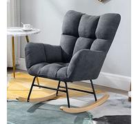 Silla mecedora auxiliar para habitación infantil, sillas reclinables de tela de mediados de siglo con patas de madera para salón, mecedora cómoda con respaldo alto de ocio, sillón
