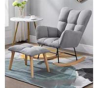 Silla mecedora con otomana, sillón reclinable moderno de tela de mediados de siglo para sala de estar, cómodo sofá de ocio
