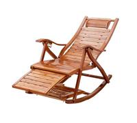 Silla mecedora de bambú, mecedoras plegables de madera, tumbonas, sillas mecedoras de patio para adultos de alta resistencia, con reposabrazos almohada de masaje de pies (color: sin almohadilla)