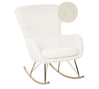 Silla Mecedora de bouclé Blanco Dorado poliéster Patas de Metal Anaset