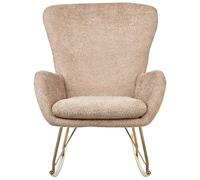 Silla Mecedora de buclé Beige Dorado poliéster Patas de Metal Anaset