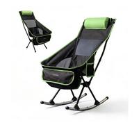 InnovaGoods - Silla Mecedora Plegable para Acampar 2 en 1, Silla Fija o con Balanceo, Respaldo Alto de Malla Transpirable, Bolsillo, Cojín Cervical, Bolsa de Transporte, Portátil, Camping, Exteriores