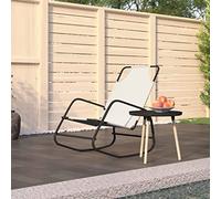 Silla Mecedora de Exterior, Tumbona Balancín con Estructura de Acero y Textileno Transpirable, Diseño Plegable y Portátil, para Jardín, Terraza, Camping o Piscina, Color Crema, 89 x 58 x 93.5 cm