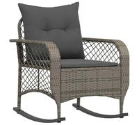 vidaXL Silla Mecedora de jardín con Cojines ratán sintético Gris, Mecedora de Exterior, Mecedora de Muebles de Exterior, Mecedora de césped Exterior