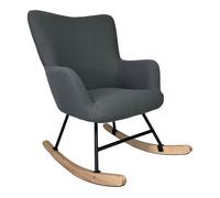 Silla mecedora de tejido bou e tela rizada gris kaira