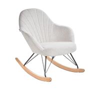 Silla Mecedora de Tela Asiento de poliéster Patas de Metal Patines de Madera diseño Moderno Blanco Crema Skale