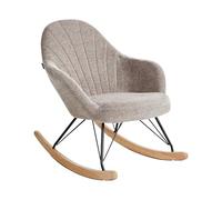 Silla Mecedora de Tela Asiento de poliéster Patas de Metal Patines de Madera diseño Moderno Gris Pardo Skale
