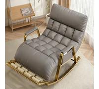 Silla Mecedora Doble, Sillón Reclinable Ergonómico con Reposabrazos con Bolsillos Laterales, Sillón Modernas con Reposapiés de Masaje, para Relajarse en Salón(Gray+Gold)