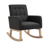 CLP Silla Relax Dream Tapizada En Tela & Estilo Escandinavo I Sillón Mecedora Acolchado Moderno con Base De Madera, Color:Gris Oscuro