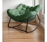 Silla mecedora for exterior, silla huevo for patio, silla Papasan for interior, sillón de mimbre de ratán, silla real moderna for dormitorio, sala de estar, porche, jardín, césped - Gris(Green)