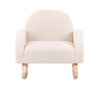 Silla Mecedora Infantil de bouclé con Patas de Madera para niños Interior Beige Claro Hug