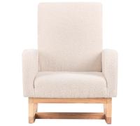 Silla Mecedora Infantil de bouclé con Patas de Madera para niños Interior Beige Claro Norby