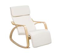 Silla Mecedora Moderna para Sala de Estar de Tela Beige Claro Patas de Madera de Abedul Weston