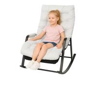 Silla mecedora para niños de 3 años + con reposabrazos y bolsillo lateral, estructura de acero, reposapiés ajustable a 5 alturas, soporta hasta 250 kg, para salón o dormitorio, color blanco