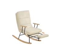 SONGMICS HOME Silla Mecedora, Patas de Madera de Caucho, Tela de Felpa, Respaldo Regulable en 4 Posiciones, Capacidad de Carga hasta 160 kg, para Dormitorio, Salón, Marrón Camello LYY016LJ01