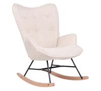 CLP Silla Mecedora Relax Sanka Tapizada En Tela & con Base De Metal I Sillón Mecedora De Dormitorio Estilo Escandinavo, Color:Crema