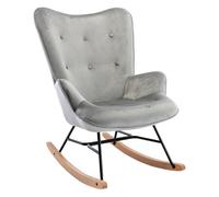 Silla mecedora sanka en terciopelo gris 88x71x98 cm