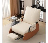 Silla mecedora tapizada con respaldo alto y reposapiés, cómoda mecedora para sala de estar y dormitorio, perfecta para guardería y relajación