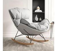 Silla mecedora tapizada moderna para dormitorio, oficina, salón, reclinable, con diseño ergonómico, cómoda y elegante (gris)