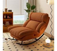 Silla Mecedora Tapizada, Sillón Moderna con Respaldo Ajustable en 3 Posiciones, Estructura de Acero Al Carbono, Sillas Reclinables para Dormitorio, Salón, Oficina(Orange)