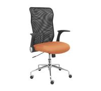 Silla Minaya respaldo malla negro asiento bali marrón